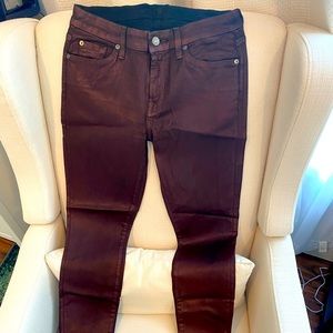 7 for All Mankind- Wax coated red skinny jeans size 29
